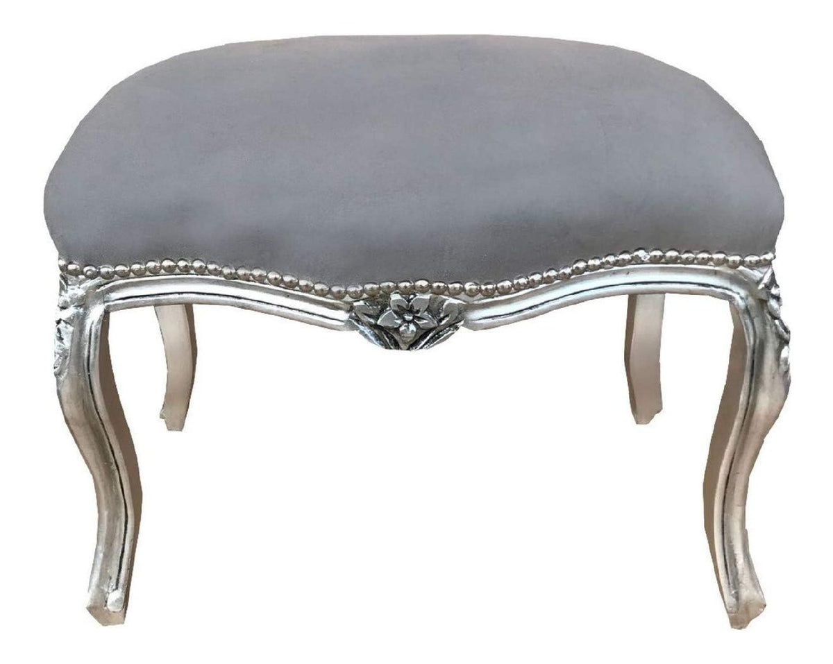 Barock Sitzhocker Grau/Silber - Antik Stil Mobel