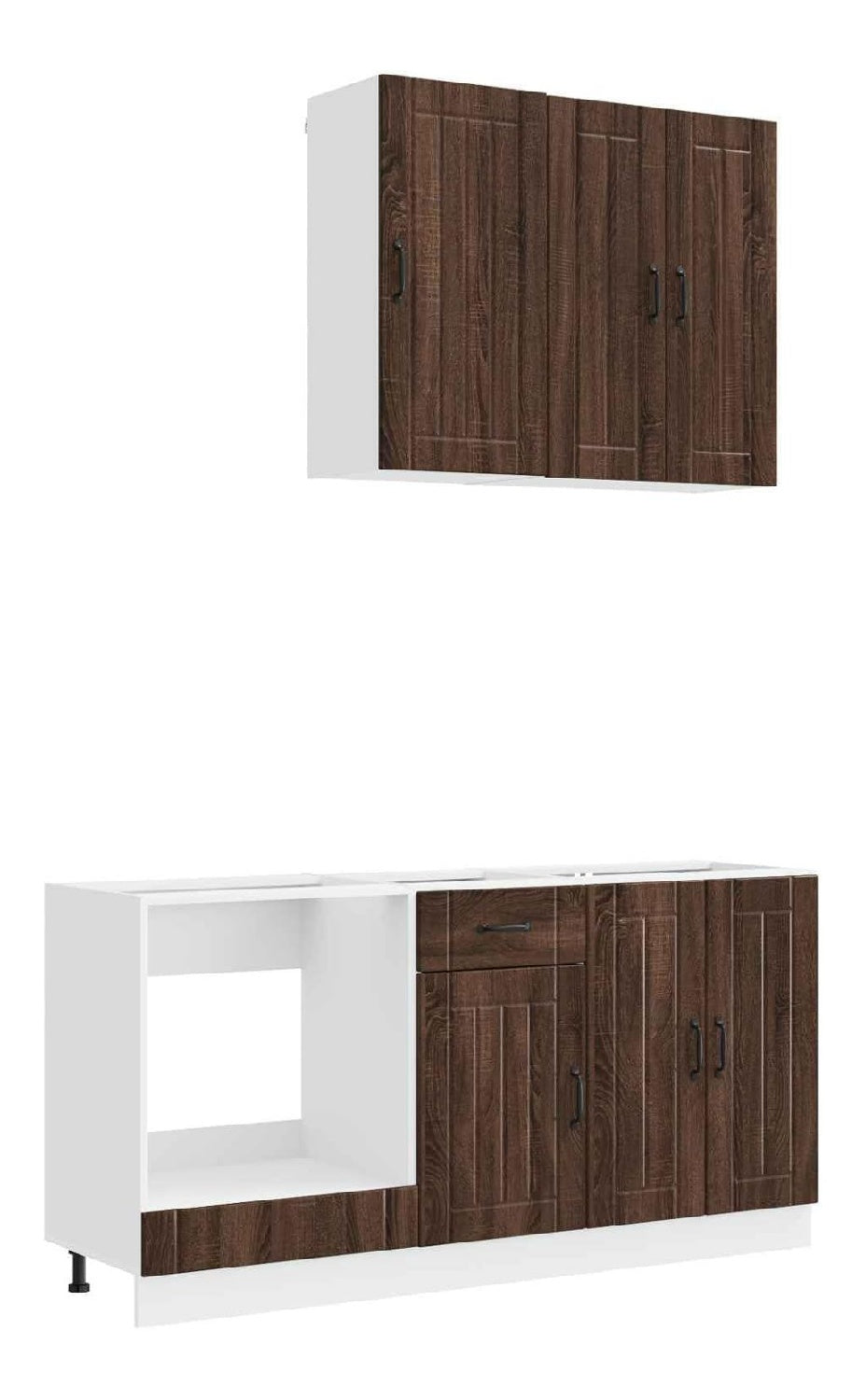 Kucheneinheit Lucca 5-teilig, Kuchenmobel aus Holzwerkstoff in Brauneiche Optik, Moderne Schrankkombination mit viel Stauraum fur Kuche und Esszimmer