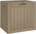 Hochwertige OutdoorBox Auflagenbox ausgestattet mit Stauraum Holz Optik Kissenbox mit Deckel Griffe Aufbewahrungsbox Beistelltisch grau Polypropylen Variante 570