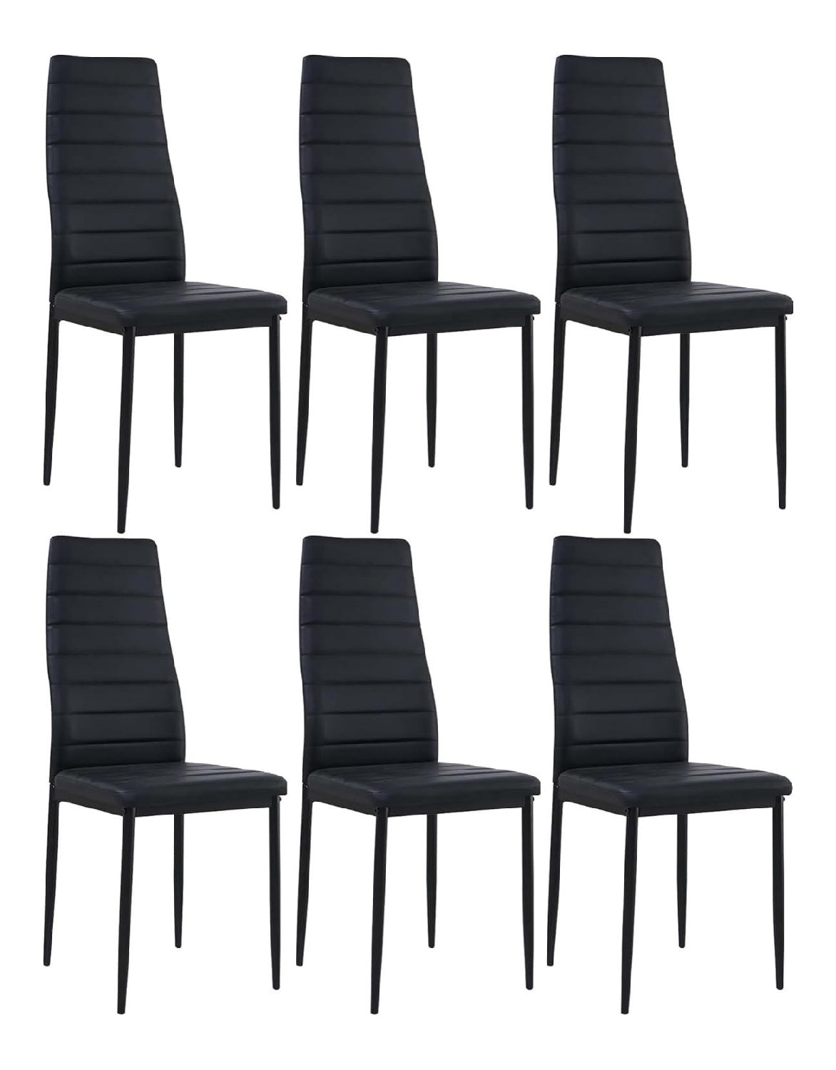 Esszimmerstuhle 6er Set, Kunstleder, SGS-gepruft, Hohe Ruckenlehne, Wasserdicht, Kuchenstuhl, Esszimmer Stuhle oder Esstisch Stuhl, Schwarz
