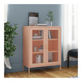 Lagerschrank Sideboard Kommode Vitrinenschrank Beistellschrank Anrichte Bucherschrank Mehrzweckschrank Lagerschrank Rosa 80x35x101,5 cm Stahl