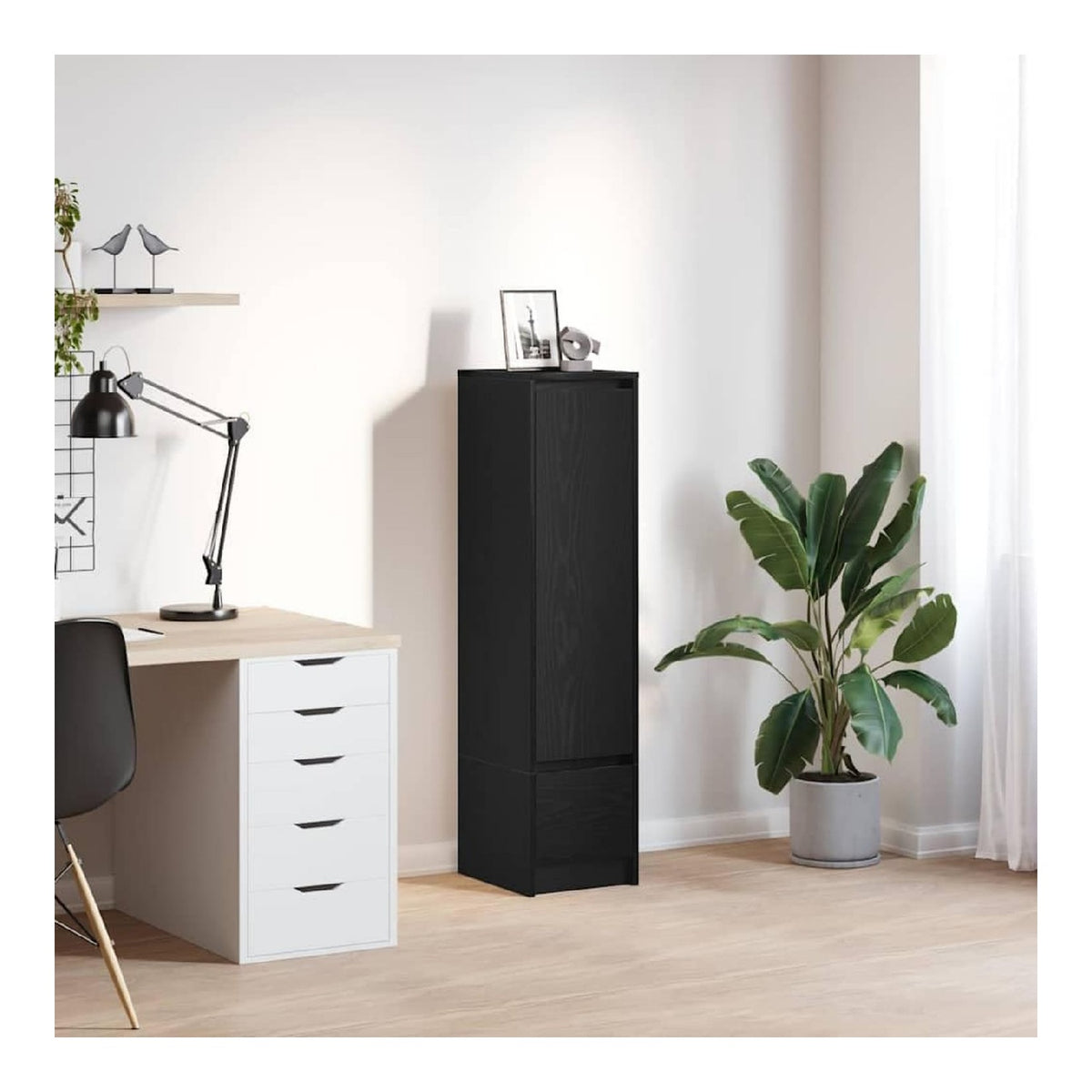 Schranke & Aufbewahrung-Buffets & Sideboards-Highboard Schwarze Eiche, 29,5 x 34 x 119,5 cm, Holzwerkstoff