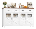 Sideboard wei 140 cm Kuchenschrank mit 2 Schubladen 4 Turen