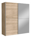 AVANTI TRENDSTORE Fajar Kleiderschrank mit 2 Schiebeturen, Spiegelturen, Spanplatte, viel Stauraum, in 2 Farben erhaltlich, 170,3 x 190,5 x 61,2 cm