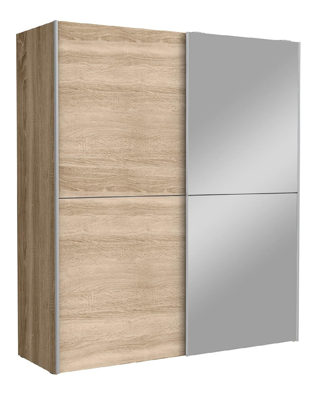 AVANTI TRENDSTORE Fajar Kleiderschrank mit 2 Schiebeturen, Spiegelturen, Spanplatte, viel Stauraum, in 2 Farben erhaltlich, 170,3 x 190,5 x 61,2 cm