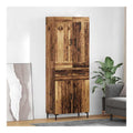 Highboard mit Schubladen und 4 Turen aus Altholz Holzwerkstoff 69,5 x 34 x 180 cm modernes Sideboard Buffet Cabinet fur Esszimmer und Wohnzimmer mit Stauraum