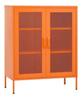 Lagerschrank Sideboard Kommode Anrichte Stahlschrank Schrank Beistellschrank Mehrzweckschrank Bucherschrank Standschrank Orange 80x35x101,5cm Stahl