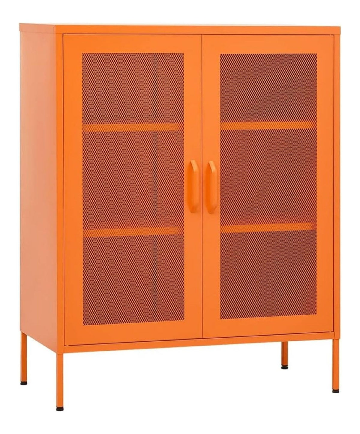 Lagerschrank Sideboard Kommode Anrichte Stahlschrank Schrank Beistellschrank Mehrzweckschrank Bucherschrank Standschrank Orange 80x35x101,5cm Stahl