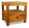 Asiatischer Nachttisch aus Massivholz - 50x45x50cm - Beistelltisch aus Teakholz, recycelt & versiegelt, hergestellt in Handarbeit aus Java