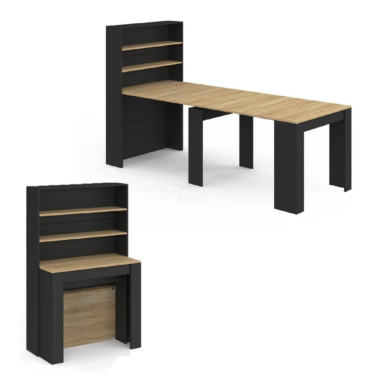 Ausziehbarer Highboard-Tisch Orlando 8 Personen Holz und Schwarz 235 cm