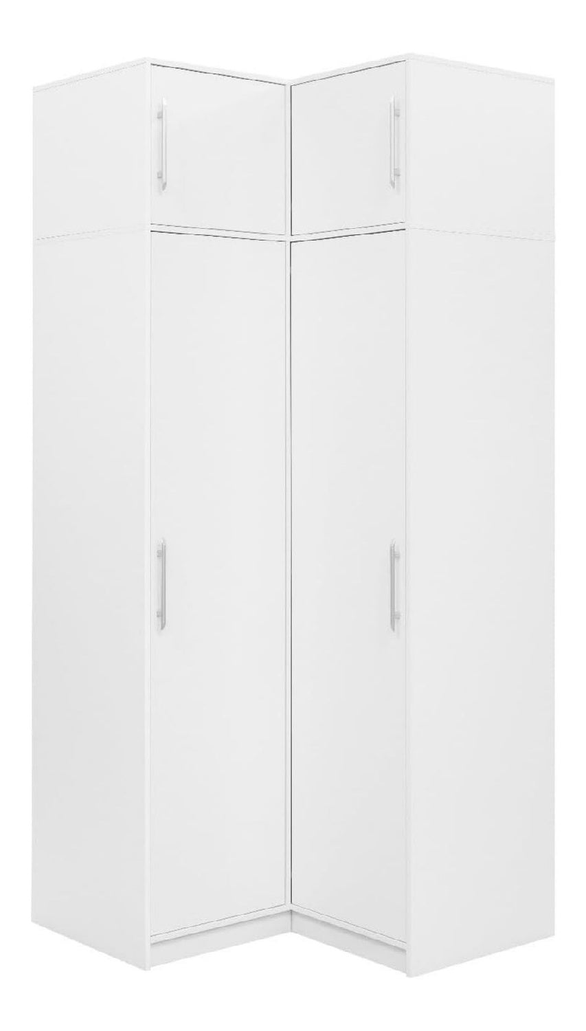 Bali Eckschrank Wei Kleiderschrank 108,5x200x57,5 cm - Schlafzimmermobel, Aufbewahrung - Mehrzweckschrank Ecke mit 2 Kleiderstangen