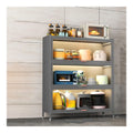 Buffetschrank Kuche Grau Wei Vorratsschrank Kuche Organizer mit Transparenten Turen fur Wohnzimmer Mikrowellenstander mit Stauraum, Verstellbare Fu e(Grey,4 Tier_60 32)