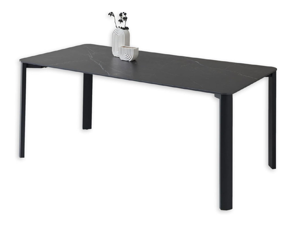 Lenni Esstisch, Schwarz - Moderner Esszimmertisch mit Keramikplatte und Metallgestell fur Ihren Wohn- & Essbereich - 180 x 76 x 90 cm (B/H/T)