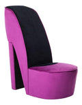 Schuhsessel High Heel Design Sessel Stuhl Polstersessel Wohnzimmersessel Loungesessel Relaxsessel Hocker Sitzhocker Lila Samt