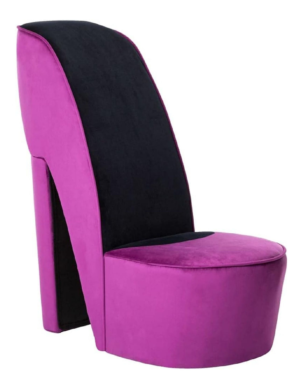 Schuhsessel High Heel Design Sessel Stuhl Polstersessel Wohnzimmersessel Loungesessel Relaxsessel Hocker Sitzhocker Lila Samt