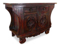 Asiatisches Sideboard aus Massivholz - 120x45x80cm - Handgeschnitzte Anrichte, recyceltes Teak Holz, Robust und Elegant (Braun)