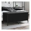 Sitzbank mit Stauraum 102x42x45 cm Holzwerkstoff Metall Kunstleder Schwarz Schlafzimmermobel Schuhschrank Hocker Eingangsbereich Eingangbank Wohnzimmermobel Truhenbank Aufbewahrungsbank