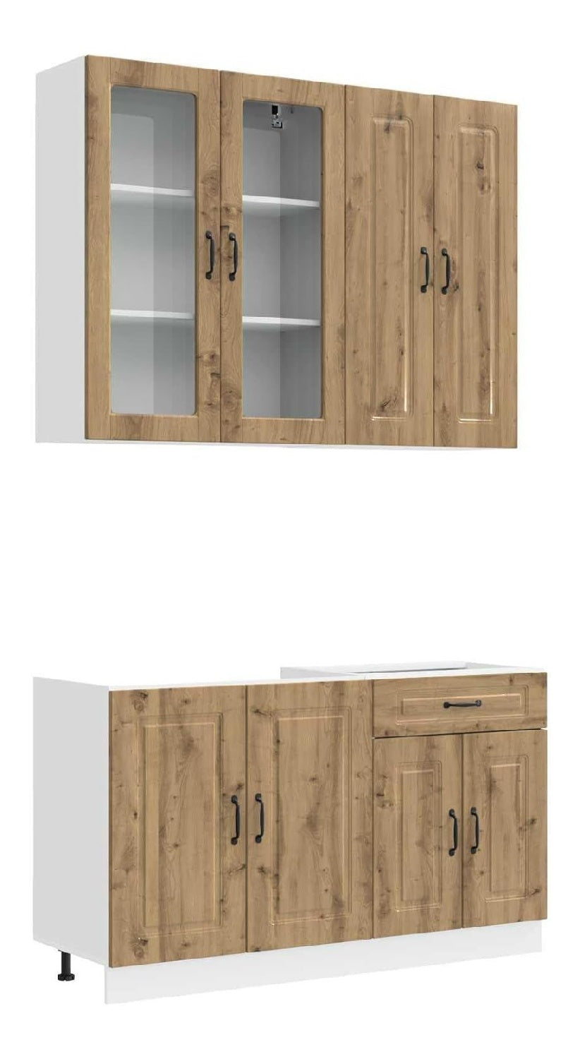 KALMAR Kucheneinheit 4 Stuck handgefertigte Eiche, modische Kuchenmobel, verstellbare Schranke, moderne Einheit, platzsparend und super schick