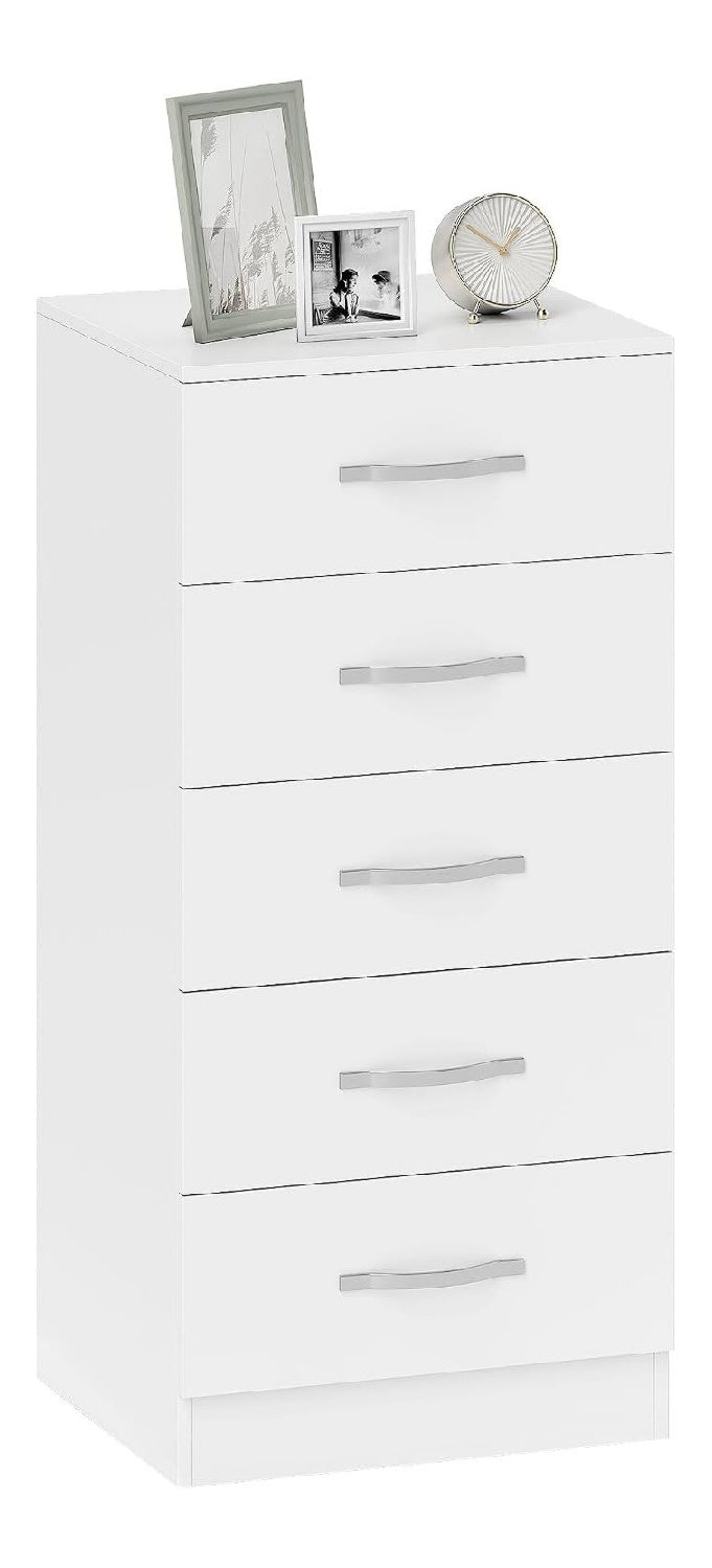 Kommode mit 5 Schubladen Aufbewahrungsschrank fur Wohnzimmer Wei