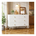 Wei er Midi- & Hochschrank mit Geometrischem Design, Moderne Wohnmobel, Platzsparende Aufbewahrungslosung mit Sechs Schubladen, MDF und Spanplatte, Hochwertige Verarbeitungsqualitat