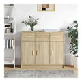 Sideboard Sonoma-Eiche 91x28x75 cm Holzwerkstoff mit Stauraum, praktische Turen, dekorative Oberplatte, langlebiges Material, geeignet fur Wohnzimmer, Flur oder Kuche