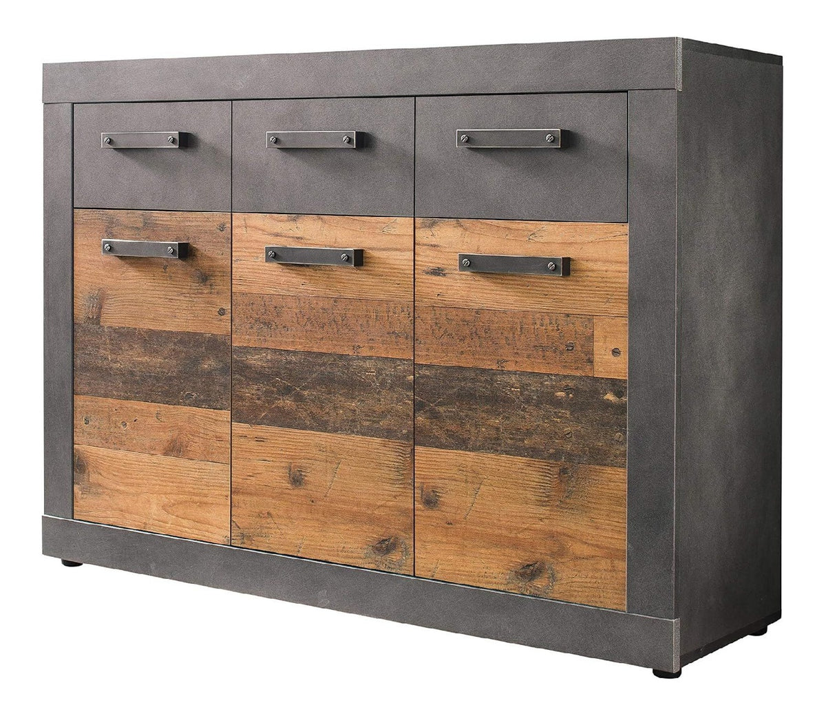 Sideboard Kommode Industrial,Vintage Anrichte Highboard Mehrzweckschrank II 117x86x 37 cm (BxHxT) II [Jamell.Two] in Anthrazit Old Wood/Old Wood Wohnzimmer Schlafzimmer Esszimmer