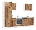 7-teiliges Kuchenschrank-Set Kalmar, Altholz-Optik Holzwerkstoff, Stauraumschrank, Buffetschrank, Vorratsschrank, Sideboard, Kuchenmobel fur Esszimmer, geraumig, verstellbare Fu e