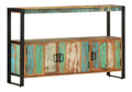 Sideboard Holz mit 3 Turen und 1 Ablage, Retro Kommode Schrank Kuchenschrank Flurschrank Beistellschrank fur Wohnzimmer, 120x30x75 cm Altholz Massiv