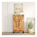 Schranke & Aufbewahrung-Highboard mit Schublade 60x33x100 cm Massivholz Mango&Eisen-Mobel