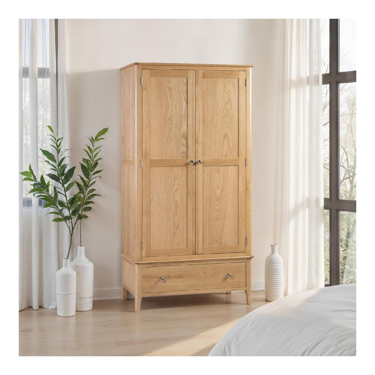 Julian Bowen Kleiderschrank mit 2 Turen und 1 Schublade, Holz, Eiche, Einheitsgro e, COT104