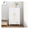 Sideboard, hoch, wei , 70 x 31 x 115 cm, aus Holz, Aufbewahrungsschrank mit 2 Fachern und 1 Schublade, Aufbewahrungsmobel, wei im skandinavischen minimalistischen Design