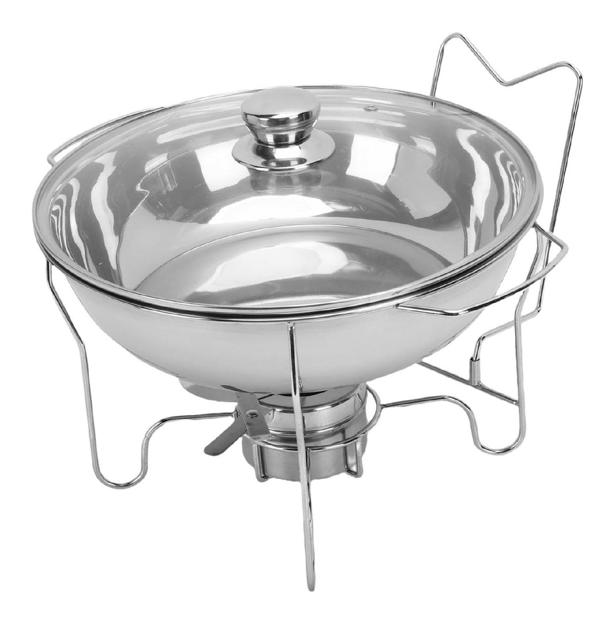 Runde Scheuchtigkeitsgerichte Buffet Warmer Set, Edelstahlbuffet Warmer mit Glasdeckelbeluftungslochern fur Professionelle Party -Servierlosung (6L)