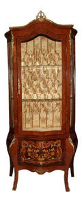 Barock Vitrine Model Mahagoni Braun/Gold H 180 cm, B 88 cm - Vitrinenschrank - Wohnzimmerschrank