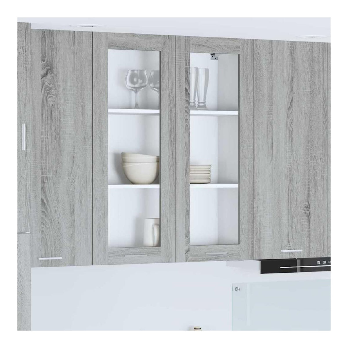 Hangeschrank Graues Sonoma Holzwerkstoff 80 x 31 x 100 cm mit 2 Turen, Stauraum Kuchenmobel, moderner Kuchenschrank fur Aufbewahrung und Organisation