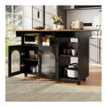 YESGIGA Kucheninsel,Modernes Kuchensiland, Kuchenschrank, Abnehmbare Servierwagen buffetschrank, Speisewagen mit Holzmaserung, buffetschrank, Multifunktionale Esstisch mit Speicherraum (Schwarz)