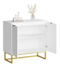 Modernes Sideboard 80 cm - Holz Kommode mit Fischgraten-Turen & Regal, Buffet- und Aufbewahrungsschrank fur Wohnzimmer, Esszimmer oder Flur - Doppeltur - Wei