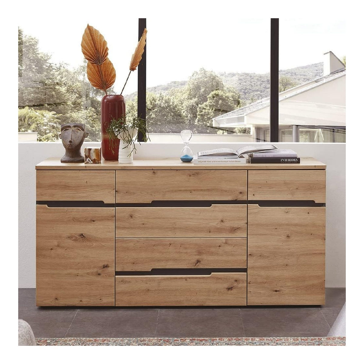 Sideboard in Artisan Eiche Nb. mit Graphit, B/H/T: ca. 165/82/44 cm