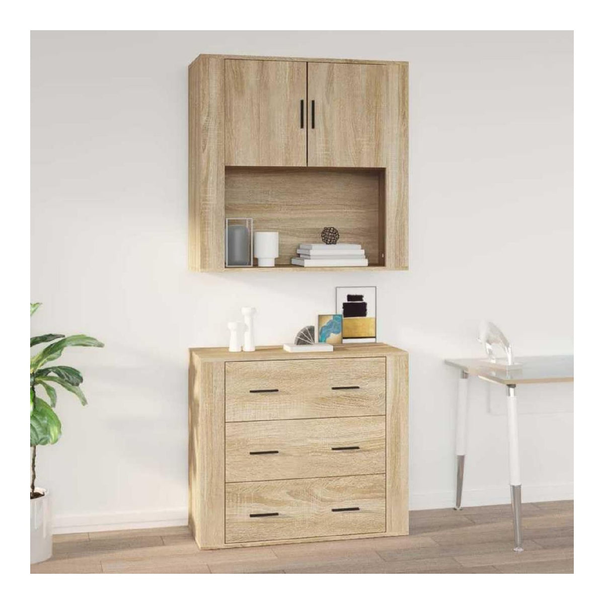 Wandschrank Sonoma-Eiche 80x33x80 cm Holzwerkstoff Kuchenschrank