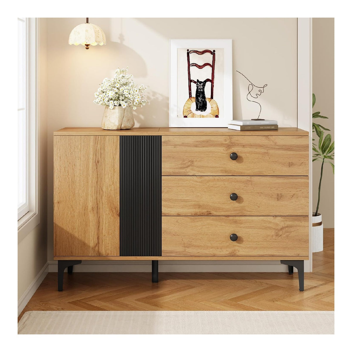 Sideboard mit 2 Turen 3 Schubladen Anrichte Gro er Stauraum