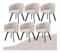 Drehbar Esszimmerstuhle mit Armlehne 6er Set - Ecru