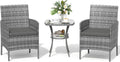 Hochwertige Gartenmoebel Set Balkonmoebel Set kleiner 3 teilig Gartenlounge wetterfest Bistrotisch ausgestattet mit 2 stuehlen Terrassenmoebel geeignet f¨¹r Terrasse Balkon grau Variante 2