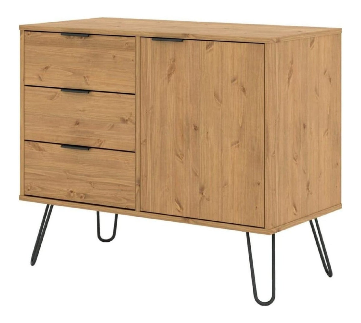 Netfurniture Kleines Sideboard mit 1 Tur, 3 Schubladen