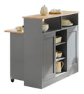 FSB36-HG Sideboard mit Schiebeturen Kucheninsel mit erweiterbarer Arbeitsflache Kuchenschrank Highborad Kommode Schrank hellgrau BHT ca: 110x97x68cm