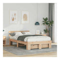 Bettrahmen mit Kopfteil, 120 x 190 cm, Massives Kiefernholz, Braun, stabil, Plattform-Lattenrost, langlebiges Schlafzimmer-Mobel