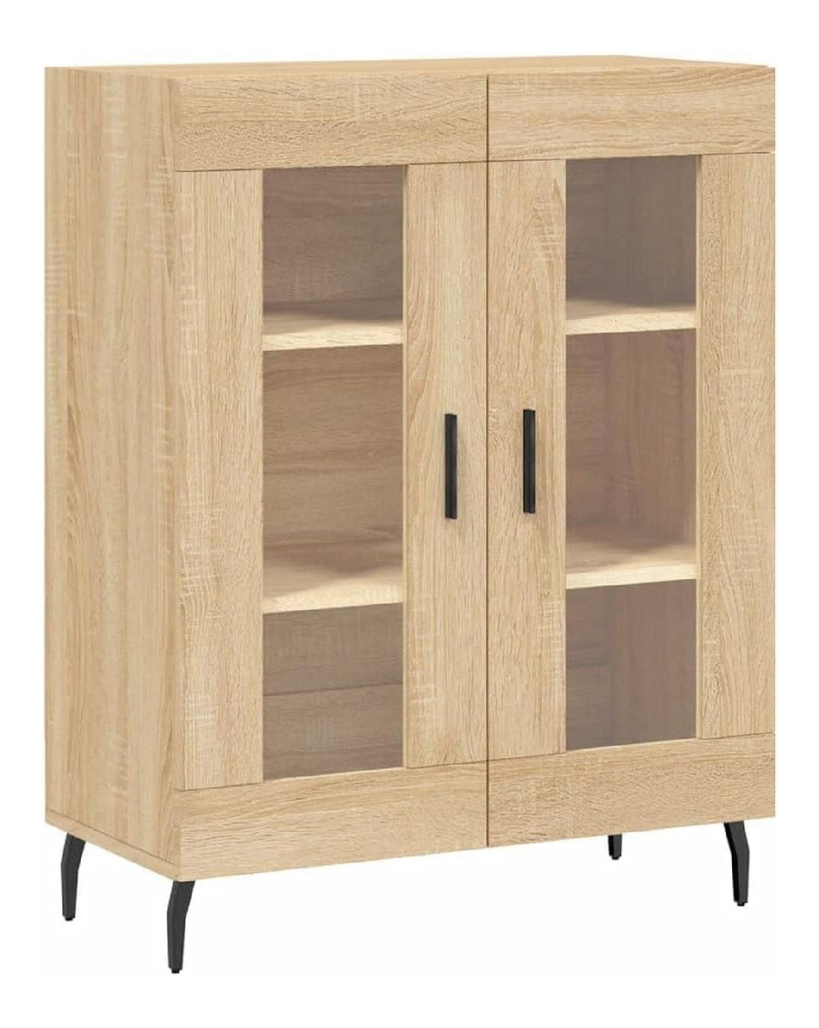 Sideboard in Sonoma-Eiche mit Glasturen und Metallfu en, 69,5 x 34 x 90 cm