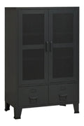 Lagerschrank Industrie-Stil Sideboard Kommode Anrichte Metallschrank Schrank Beistellschrank Bucherschrank Schwarz 70x40x115cm Metall
