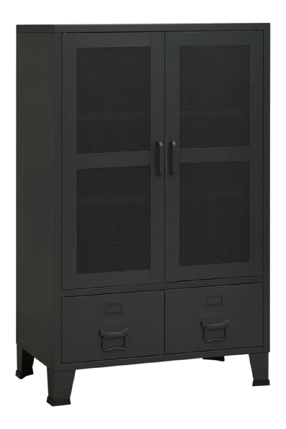 Lagerschrank Industrie-Stil Sideboard Kommode Anrichte Metallschrank Schrank Beistellschrank Bucherschrank Schwarz 70x40x115cm Metall
