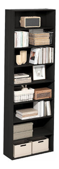 Basic 8-stockiges Offenes Regal-Bucherregal, Bucherregal, Aufbewahrungsorganizer, 23 x 60 x 180 cm, Espresso