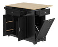 Kucheninsel Kuchenschrank mit Klappbare Arbeitsplatte und Mulltonne, Buffetschrank Kuchenwagen mit Rollen und Schublade, Kuchenbuffet, Kuchenmobel, Schrank Schwarz, 131.8x40-70x93.3 cm