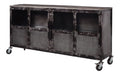 Heavy Industry Sideboard aus Massivholz #115 aus Mangoholz - Grau, lackiert 4 Facher mit Turen 180x40x90 cm Kommode TV-Sideboard TV-Board